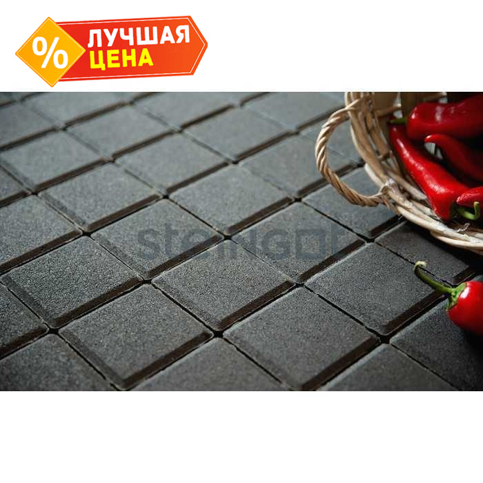 Плитка тротуарная Steingot Моно, Квадрат, черный, 300x300x60 мм